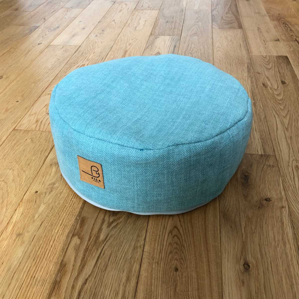 Zafu bleu clair / imprim feuillage 1