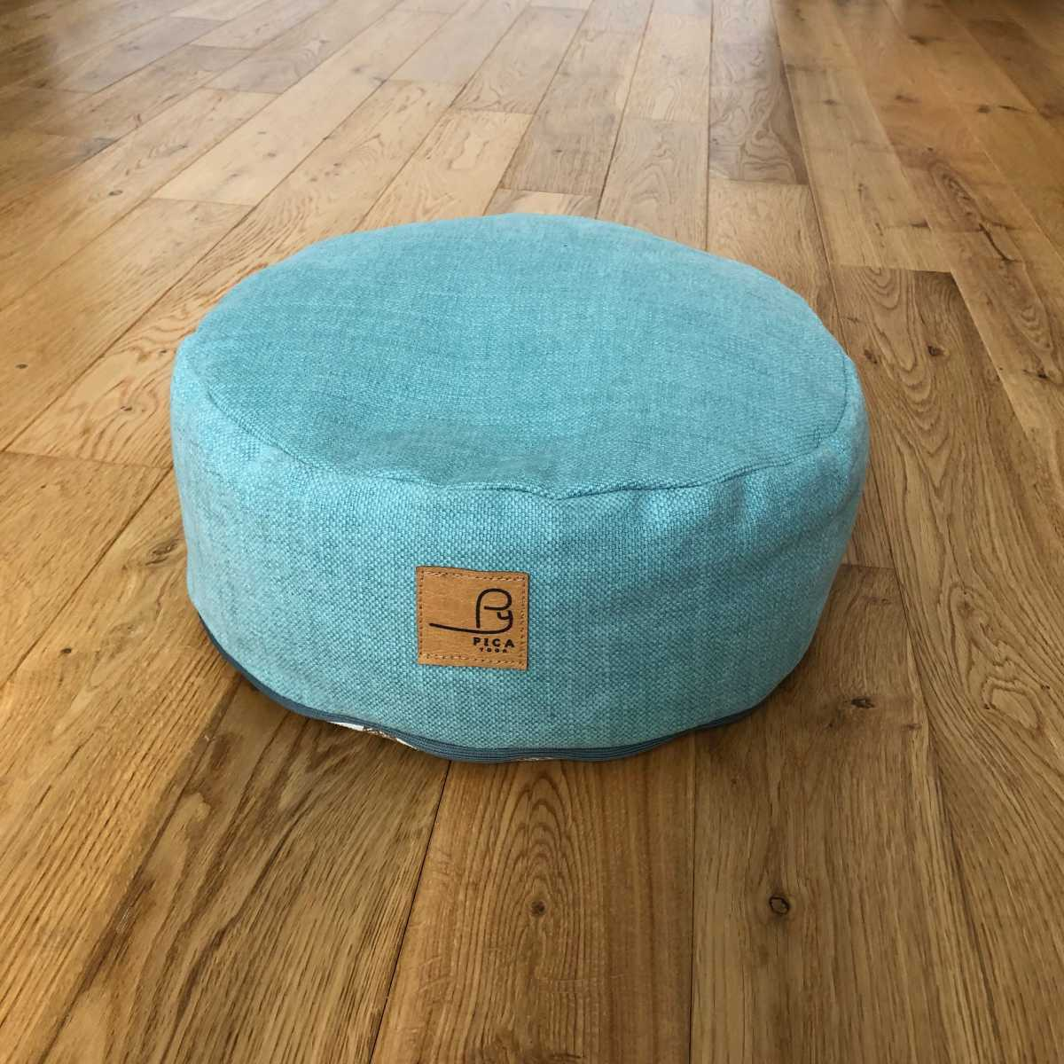 Zafu bleu clair / imprim feuillage 2