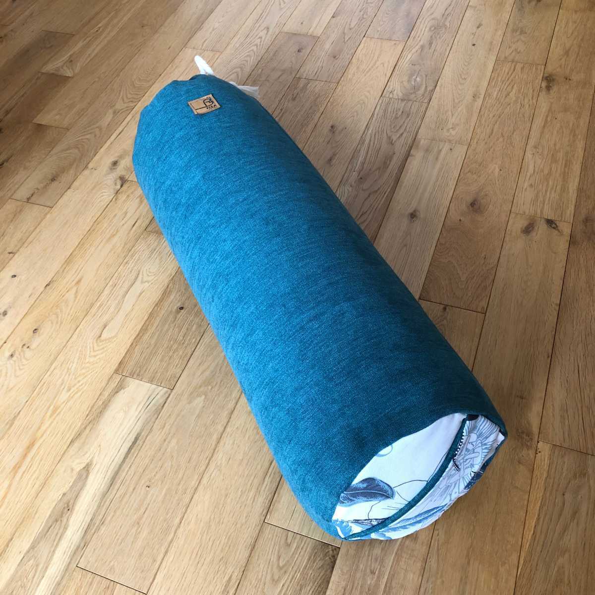Bolster bleu ptrole / cots imprim floral 1