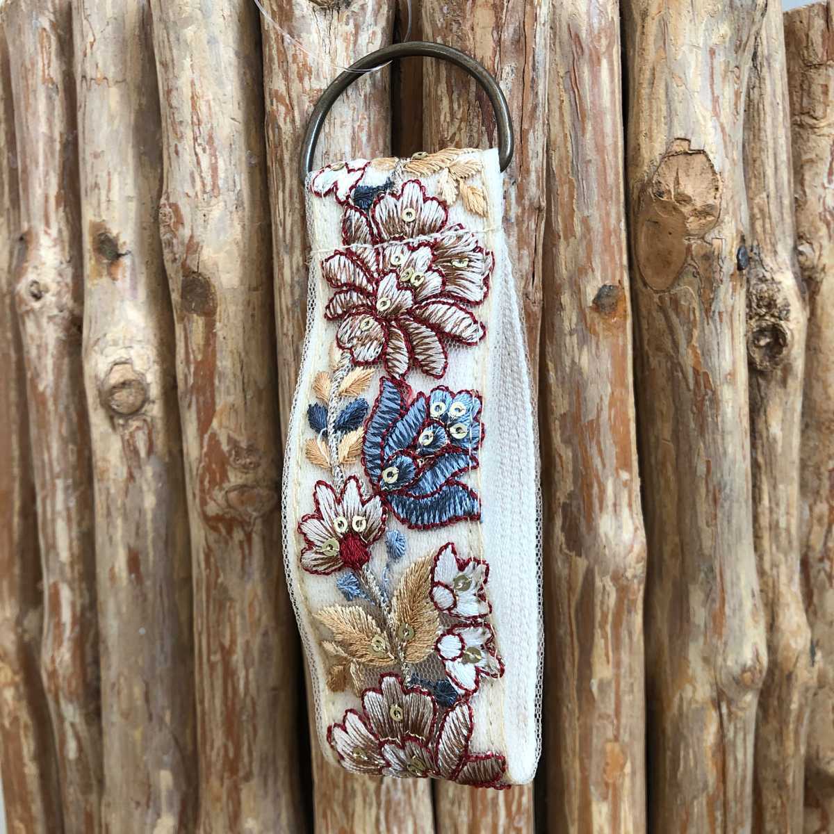 Porte-cls bracelet tissu indien bohme